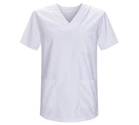 Misemiya - VÊTEMENTS DE Travail Unisex COL PIC Manches Courtes Médicaux Unisexe - Ref.817-5XL, Blanc