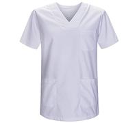 Misemiya - VÊTEMENTS DE Travail Unisex COL PIC Manches Courtes Médicaux Unisexe - Ref.817 - X-Large, Blanc