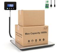 Miseyo Balance d'expédition numérique de 299,4 kg - Balance postale haute précision en acier inoxydable pour colis, bagages, petites entreprises, entrepôt, batterie et câble de charge inclus