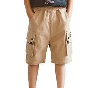 MisFox 100% Coton Doux Shorts pour Les Garçons été Décontracté Léger Respirant Short Double Poche Bermudas