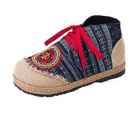 MisFox Chaussure de Sports Vintage Espadrilles à Lacets Femme Été Respirant Et Confortable Broderie Espadrilles Coloré Toile Flats