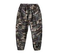 MisFox Jogging Pantalon pour Garçon Camouflage Imprimé Cargo Pantalon Taille Élastique Casual Militaire ArméE Camouflage