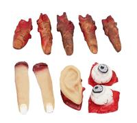 MisFun 10 Pièces Faux Membres Halloween, Ensanglantés des Doigts, des Yeux et des Oreilles, Ambiance Terrifiante Accessoires Réalistes, pour Les Fêtes d'halloween et Les Farces de Tous Les Jours