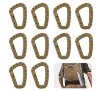 MisFun 10 Pièces Mousqueton Plastique, Mousqueton Tactique, Petit Mousqueton, Escalade Clip, Forme de D en Plastique Mousquetons, pour Les Randonnées et Autres Activités de Plein Air (Kaki)