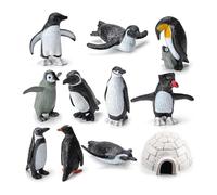 MisFun 11 Pièces Figurines de Pingouin, Antarctique Figurine Animaux, Simulation Marine Figurines, PVC Marine Animals Figurines, Miniatures Petits Animaux Marins, pour Jouer ou comme Décoration