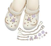 MisFun 12 Pièces Bijoux de Chaussures, Accessoires de Chaussure en Strass, Décoration de Sabot, Charmes de Chaussure de PVC, Accessoires de Chaussures pour Les Garçons, Les Filles, Fête d'Anniversaire
