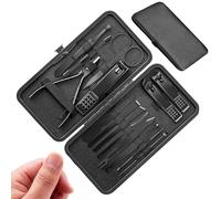 MisFun 15pcs Kit Manucure, Pedicure Kit Complet Set Manucure, Kit Manucre Pedicure Ensemble de Ciseaux à Ongles en Acier Inoxydable pour Femmes et Hommes, Ensemble D'ongles Emballé Dans Un Sac en Cuir