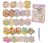 MisFun 20 Set Scene Stickers 3D DIY Amusants House Stickers Sticker Scene Miniature Fun DIY Stacking Scenes Sticker 3D Stickeres Scenes Book Avec 1 Pincette pour Adultes et Enfants (B)