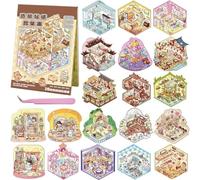MisFun 20 Set Scene Stickers 3D DIY Amusants Miniatures Stickers 3D Sticker Scenes Livre Avec 1 Pincette pour Adultes et Enfants