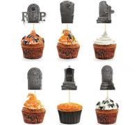 MisFun 36PCS Décoration De Gâteau D'Halloween, Halloween Pierre Tombale Cake Decoration Cards, Cupcake Topper D'Halloween Decoration Gateau Halloween, Décoration Fournitures