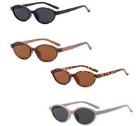 MisFun 4 Paires Lunettes de soleil Femme, Sunglasses for Women, Lunettes de Soleil Femme Ovale, 90s Rétro Petite Lunettes de Soleil Protection UV 400 Sunglasses, pour Voyage, Selfie, Plage
