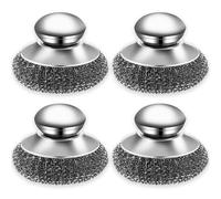 MisFun 4 Pieces Eponge Metallique, Cier Inoxydable Eponges Vaisselles, Éponge Vaisselle Réutilisable, Eponges à Récurer en Acier Inoxydable, Éponges À Récurer avec Poignée pour Nettoyer La Vaisselle