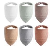 MisFun 6 Pièces Bavoirs Bébé, Bavette Bebe, Mousseline Foulard Bavoirs Bebes Réglables, Bavoirs Bébé Naissance Bebe Nouveau Né Coton Doux Absorbant Respirent Nourrissons Unisex Garçons Filles