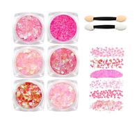 MisFun 6 Pièces Paillettes pour le Visage pour le Corps, Gel Pailleté pour Les Cheveux, Paillette Cheveux Gel Paillettes Pour Le Corps, Paillette Visage Pour Festival Fête Noël Pâquesl Pâques (Rose）