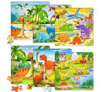 MisFun 6 Puzzle Dinosaure Enfant 3 Ans - Cadre 3 Niveaux de Difficulté Différents - Coloré et Éducatif en Carton pour Enfants D'âge Préscolaire