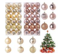 MisFun 72 Pièces Boule de Noel 3 CM Boule Noel Boîte de Boules de Noël en Plastique Incassable Pendentifs pour Sapin de Noël Boules Sapin de Noel Suspension für Weihnachten Hochzeit Party (Or+Or Rose)