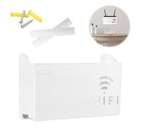 MisFun Boîte de Rangement Murale pour Routeur WiFi des CâBles, Support Mural, WiFi Support Box, Blanc Décoratif Flottant Rack, Étagère Flottante, pour Le Bureau à Domiciler Décor Murale