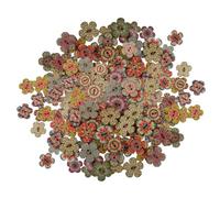 MisFun Boutons, Boutons en Bois, Boutons Rétro en Bois Rond, Boutons Colorés au Motif Vintage, Boutons de Couture, 20mm, avec 2 Trous, pour Couture, Peinture, Décoration, Loisirs Créatifs