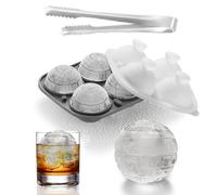 MisFun Glacons Moule, Bac Glacon Silicone + Pince à Glace Dentelée, Moule à Glaçons Rond avec Entonnoir, Sans BPA, Faciles à Retirer Bac Glacon pour Whisky, Cocktails, Aliments Pour Bébé, Fruits