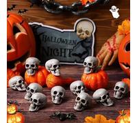MisFun Lot de 20 têtes de mort décoratives pour Halloween, mini tête de mort, mini crâne, pot de fleurs, mini têtes de crâne pour Halloween, décoration DIY, pour Halloween et fête d'horreur