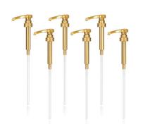 MisFun Lot de 6 pompe doseuse distributeur de sirop, réutilisable, pour bouteilles 500 ml/1000 ml, longs tuyaux, doré