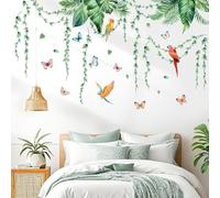 MisFun Stickers Muraux Feuille de Palmier Vertes Autocollant Muraux Mural Stickers Pendaison Vigne Plantes Tropicale Sticker Murauxs Feuilles de Palmier Boho Pour Murale Chambre Salon Bureau Mur TV