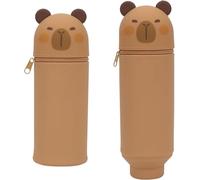 MisFun Trousse Ecole 2 en 1 en Silicone Souple Kawaii, Étui en Silicone Souple pour L'école, Pochette de Stylo, Thème Capybara Porte-Plume, Étui pour Fournitures Scolaires de Grande Capacité(Capybara)