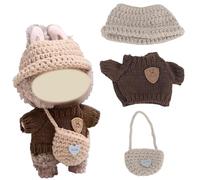 MisFun Vetement Peluche Accessoires 3 Pièces Vêtements pour Poupée Con Pull Marron Chapeaux et Sacs Accessoires pour Poupées Aadaptés pour en Peluche de 17 cm (Ne Contient Pas de Poupées)