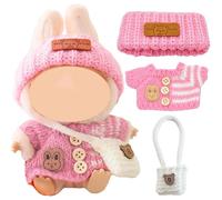 MisFun Vetement Peluche Accessoires 3 Pièces Vêtements pour Poupée Con Pull Rose Chapeaux et Sacs Accessoires pour Poupées Aadaptés pour en Peluche de 17 cm (Ne Contient Pas de Poupées)