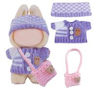 MisFun Vetement Peluche Accessoires 3 Pièces Vêtements pour Poupée Con Pull Violet Chapeaux et Sacs Accessoires pour Poupées Aadaptés pour en Peluche de 17 cm (Ne Contient Pas de Poupées)