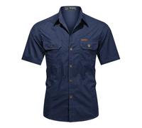 Misfuso Chemises Homme Manches Courtes Randonnée Cowboy Extérieur BleuF S