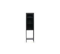Misha Armoire vitrine 1 porte, 4 tablettes de rangement, noir.