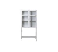 Misha Armoire vitrine 2 portes, 4 tablettes de rangement, blanc.