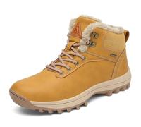 Mishansha Botte Hiver Homme Bottine Femme Hiver Boots Fourrées Bottine Neige Imperméable Hiver Chaussures de Randonnée Chaud Chaussures Hiver Bottine Jaune, Gr.43
