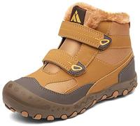 Mishansha Bottes de Neige Enfants Bottines Garçon Fille avec Doublure Chaude Chaussure Hiver Antidérapantes Confortable pour Randonnée Outdoor, Tortilla Brun 32 EU