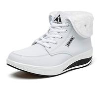 Mishansha Bottes Neige Femme Antidérapant Chaussures Fourrées Cheville Bottines Chaud Warm Impermeable Boots Blanc 41