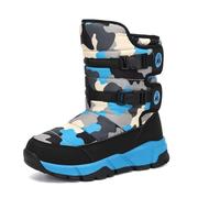 Mishansha Bottes Neige Fille Garçon Bottines Fourrure Chaudes Antidérapante Chaussures d'hiver pour Enfants, Bleu Noir, 28 EU