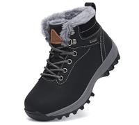 Mishansha Bottine Garçon Imperméable Neige Chaussures Fille Antidérapantes Bottes Enfant Hiver Chaussures Neige Fourrées Bottines Randonnee Noir,Gr.25