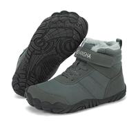 Mishansha Bottines de Neige Enfant Doublure Chaude Chaussure Barefoot Hiver Garçon Bottes d'hiver Fille Chaussures de Randonné Antidérapante Léger, Chill II, Gris 34 EU