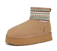 Mishansha Bottines Fourrées Femme Hiver Confortables Bottes de Neige Plateforme Antidérapant Camel 37EU