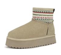 Mishansha Bottines Fourrées Femme Hiver Confortables Bottes de Neige Plateforme Antidérapant Camel Clair 37EU