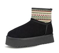 Mishansha Bottines Fourrées Femme Hiver Confortables Bottes de Neige Plateforme Antidérapant Noir Intense 41EU