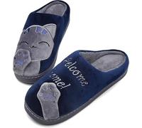 Mishansha Chaud Chaussons Antidérapant Peluche Pantoufles Bleu 44-45 EU