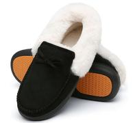 Mishansha Chaussons Femme Hiver Chaud Confortable - Pantoufles Charentaises Fourré Slippers Noir Foncé, Gr.43 EU