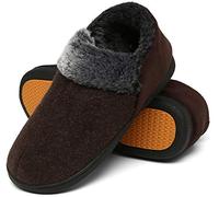 Mishansha Chaussons Homme Hiver Pantoufles Homme Confortable Chaussons Chaude Fourrés Charentaises Polaire Slippers avec Semelle en Caoutchouc Café,Gr.44