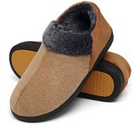Mishansha Chaussons Homme Hiver Pantoufles Homme Confortable Chaussons Chaude Fourrés Charentaises Polaire Slippers avec Semelle en Caoutchouc Faon,Gr.44