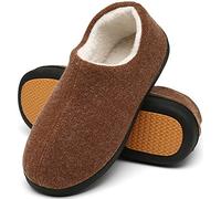 Mishansha Chaussons Homme Hiver Pantoufles Homme Confortable Chaussons Chaude Fourrés Charentaises Polaire Slippers avec Semelle en Caoutchouc Marron,Gr.44