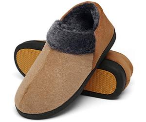 Mishansha Chaussons Homme Hiver Pantoufles Homme Confortable Chaussons Chaude Fourrés Charentaises Polaire Slippers avec Semelle en Caoutchouc Faon,Gr.46