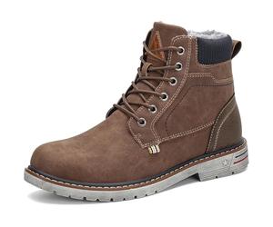 Mishansha - Chaussures de marche pour l’hiver - Doublées - Chaudes - Imperméables - Pour hommes, marron, 46 EU