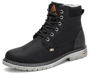 Mishansha Chaussures d'hiver Homme, Bottes de Neige fourrées, Noir 39